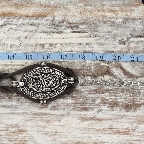 Chico\'s Retired Pewter/Antique Silver Tone Medallion Belt 41\